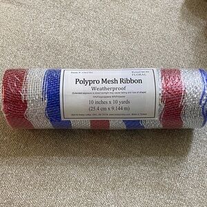 Polypro Mesh Ribbon Weatherproof - Red, Silver & Blue